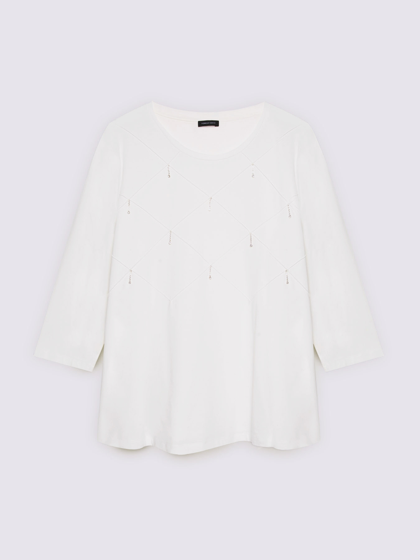 T-shirt en jersey de coton avec travail en losanges image number 4