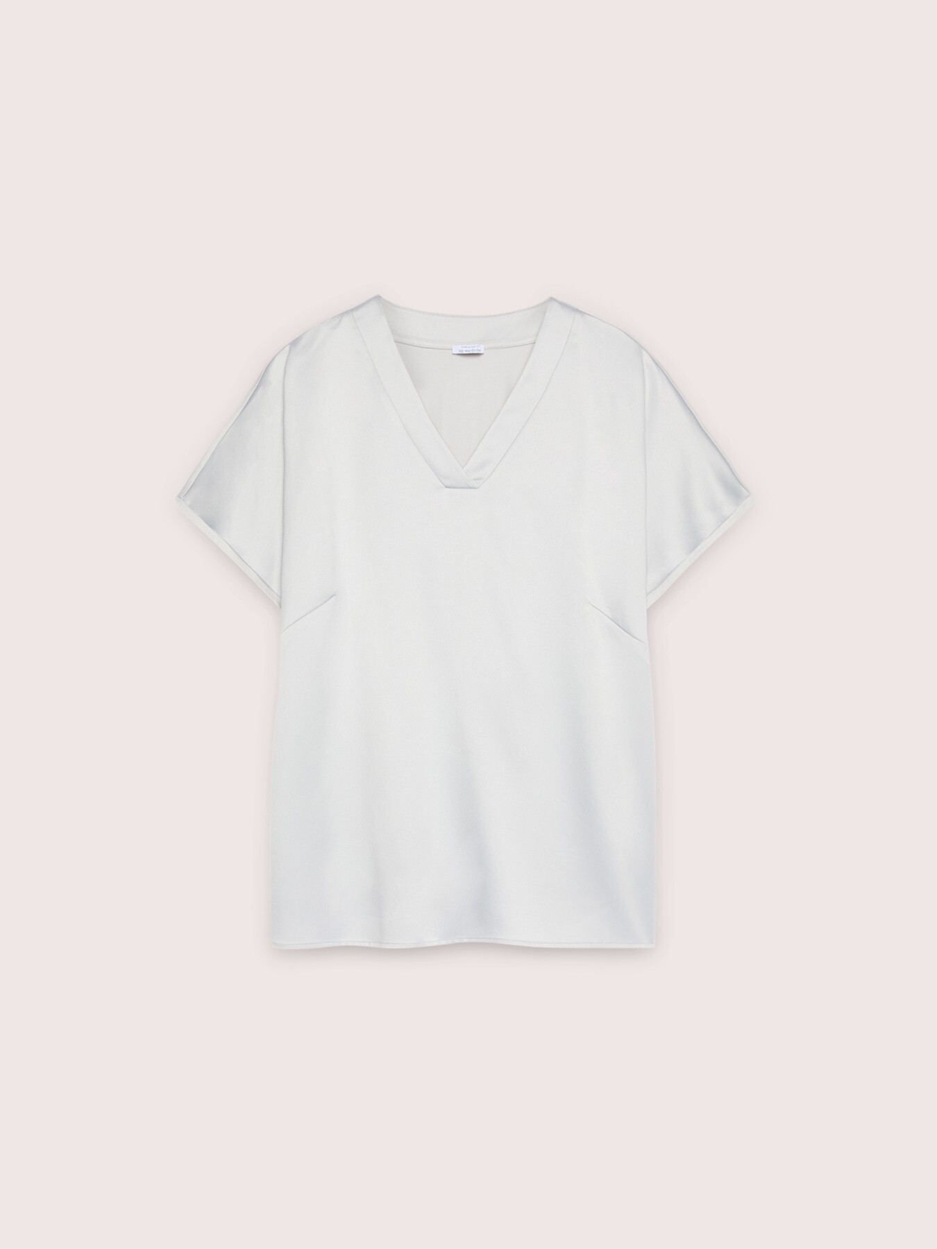 Bi-material T-shirt in viscose satin image number 4