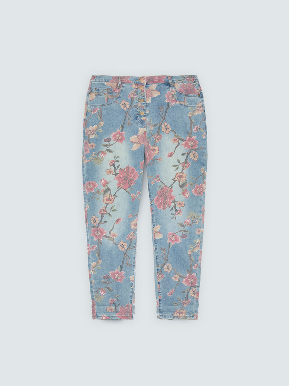 Jeans Barrel mit Blumendruck
