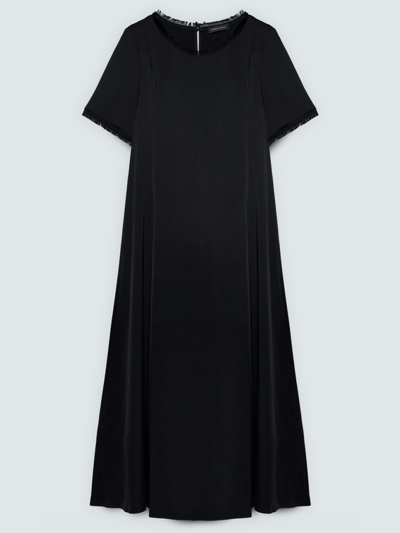 A-line satin dress with fringed details