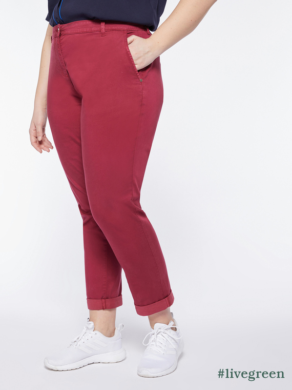 Fiorella Rubino - Pantaloni chinos in TENCEL™ Donna, Bordeaux Taglia: 47 (56 IT)