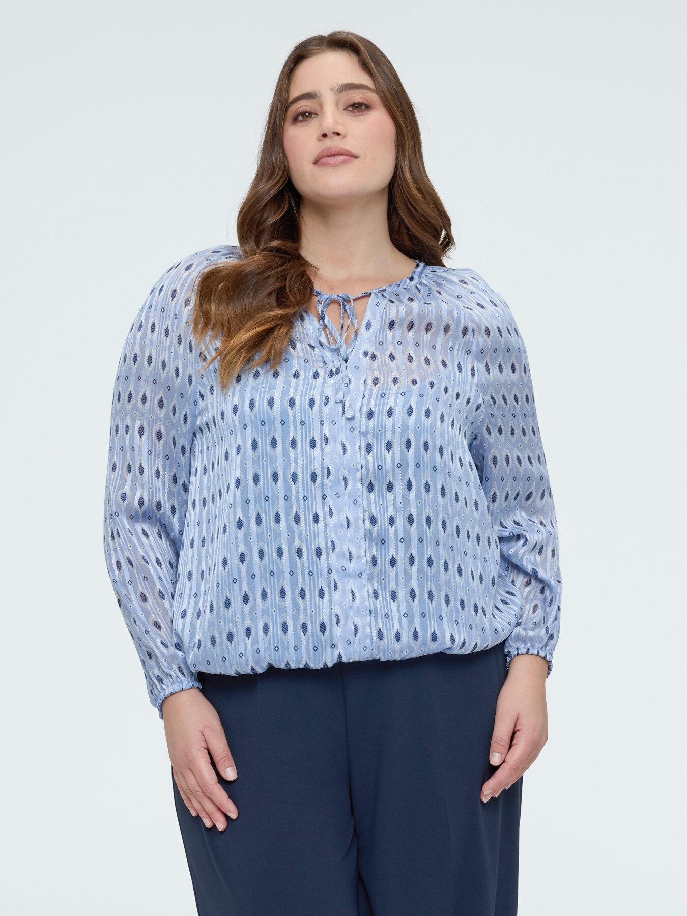 Blouse en tissu lurex avec imprim&eacute; image number 1