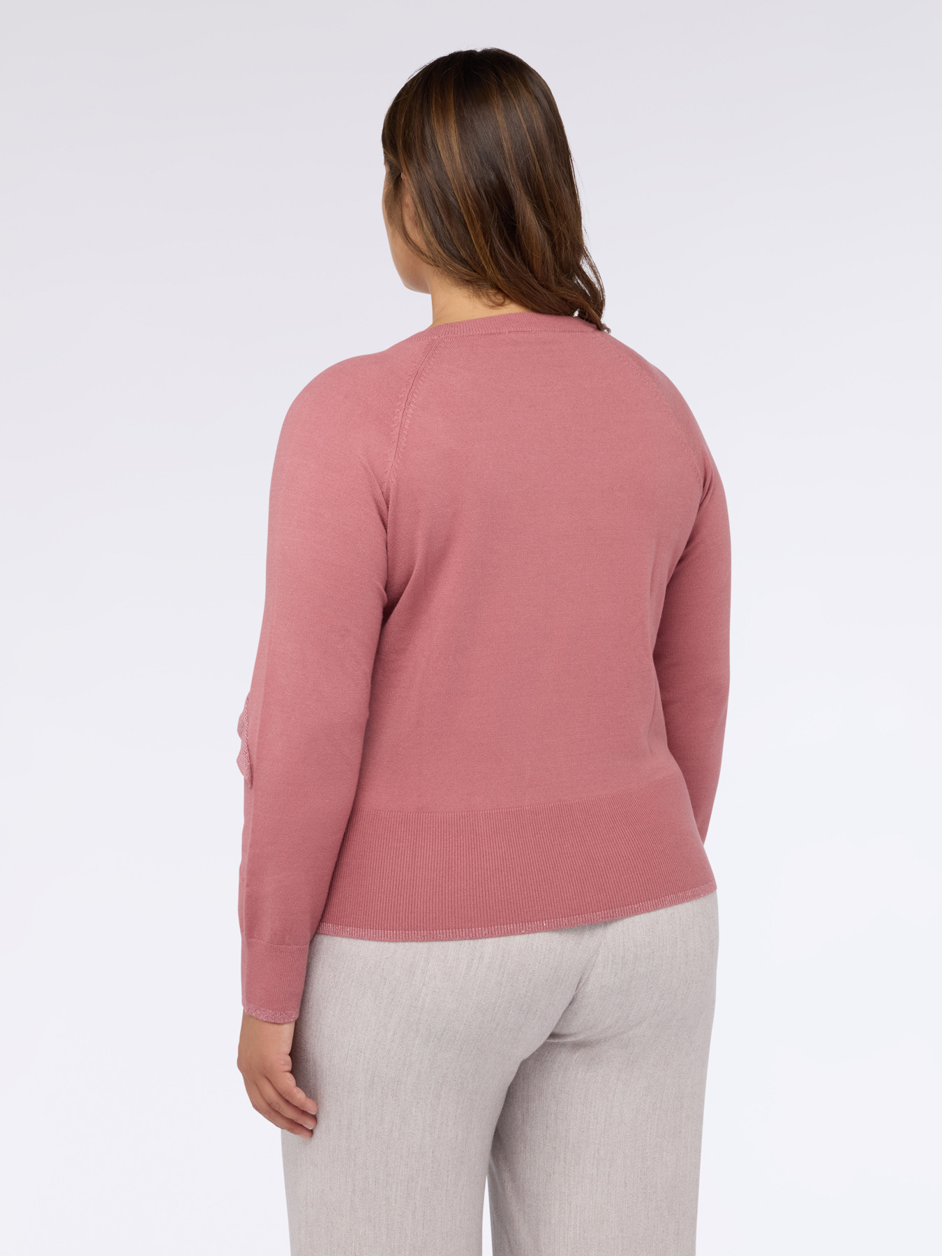 Crew neck sweater with ruffles image number 1