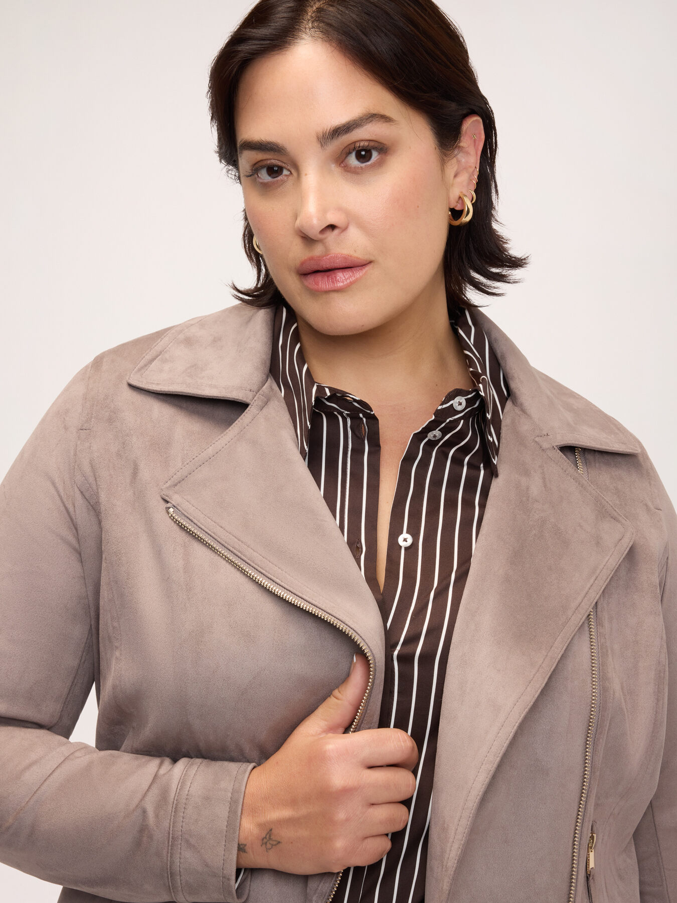 Biker jacket in soft touch fabric image number 3