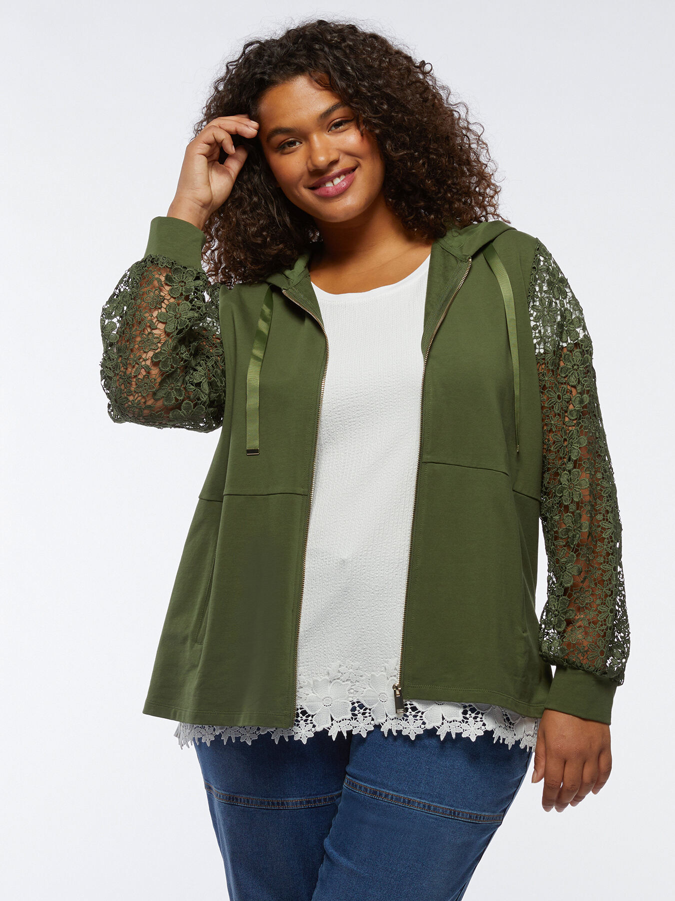 Felpa con maniche in pizzo image number 2