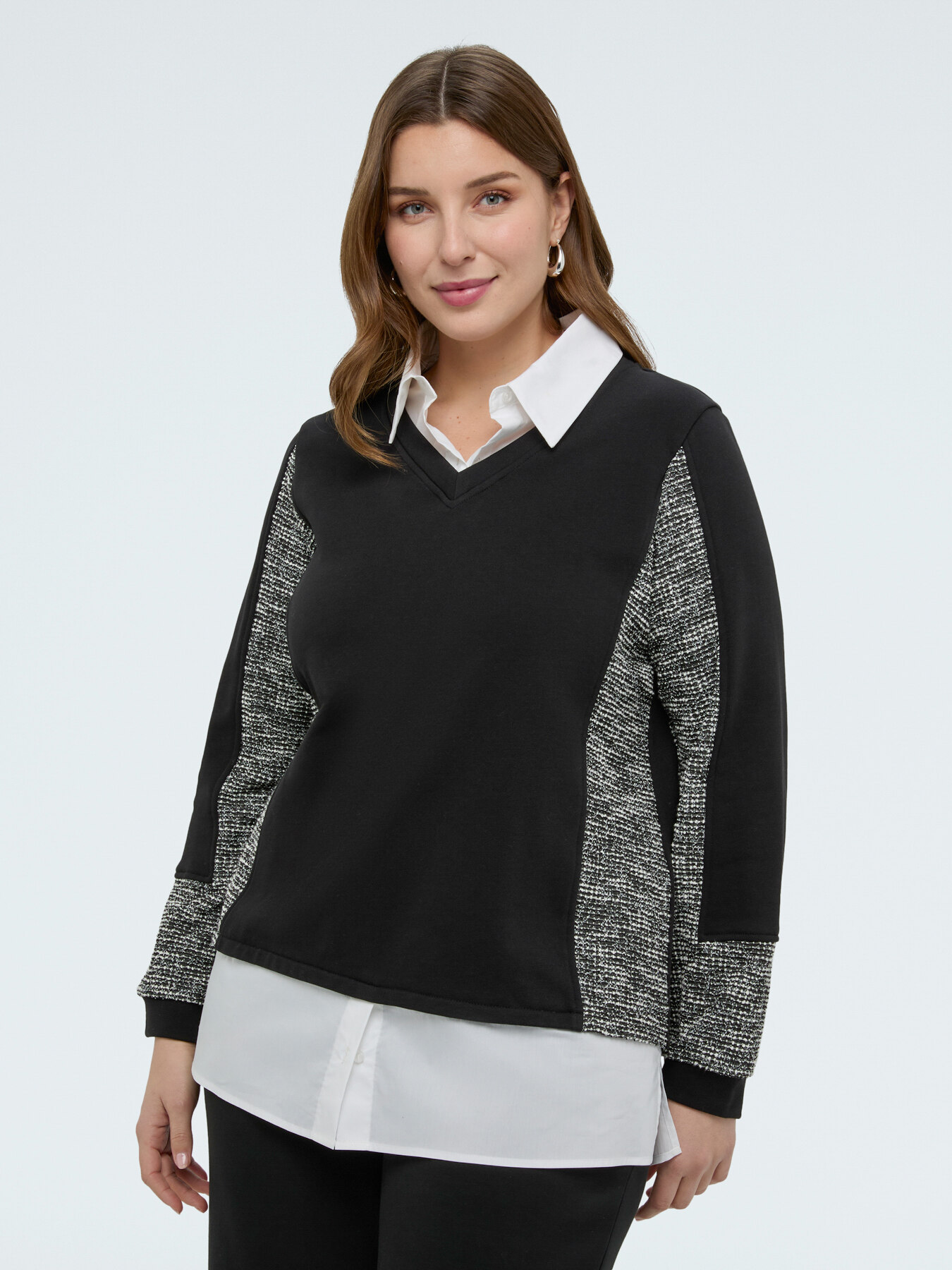 Sudadera con detalle de camisa image number 2