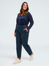Two-material V-neck T-shirt with long sleeves image number 2