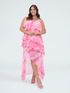 Langes ausgestelltes Kleid aus Georgette image number 3