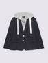 Blazer gessato con cappuccio in felpa staccabile image number 6
