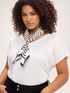 Striped scarf with jewel embellishment image number 0