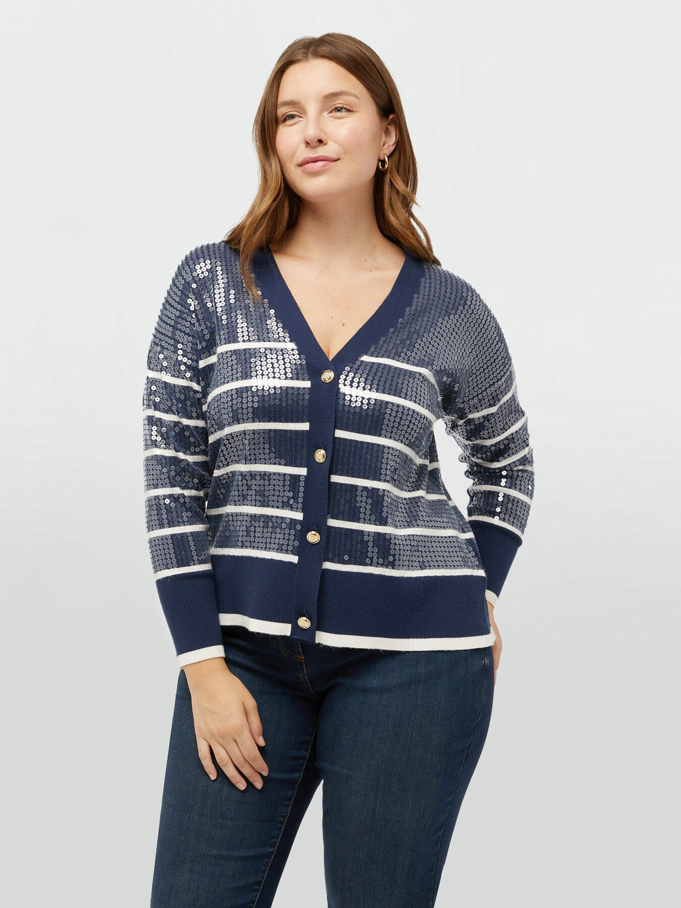 Striped cardigan with sequins image number 0