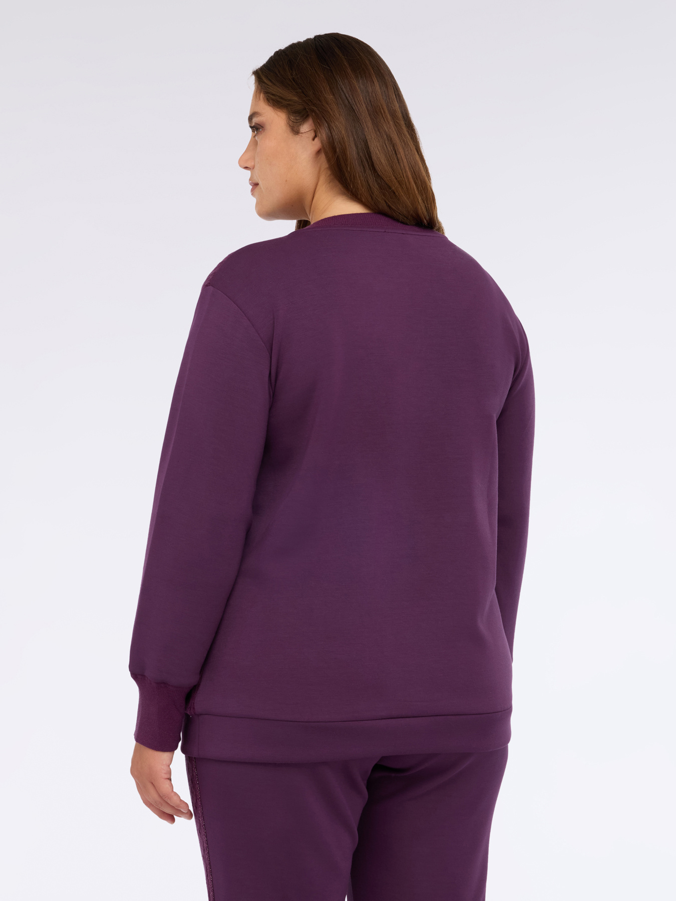 Sweat-shirt en double tissu avec motif tress&eacute; image number 1