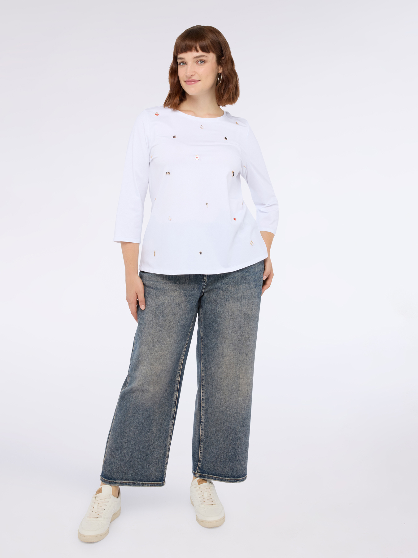 T-Shirt aus Baumwoll-Jersey mit Charms image number 1