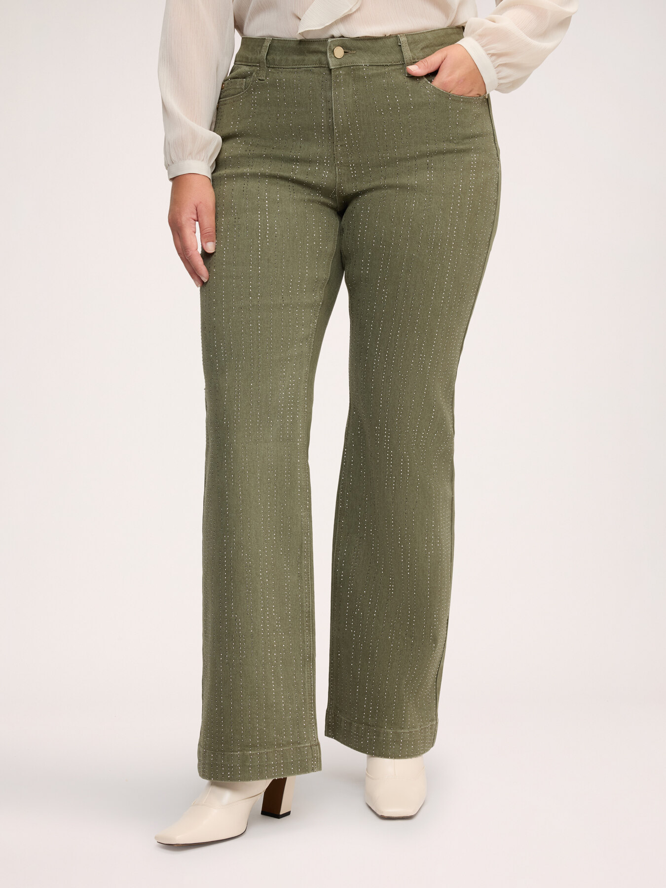 Flare denim trousers with appliqu&eacute;s image number 0