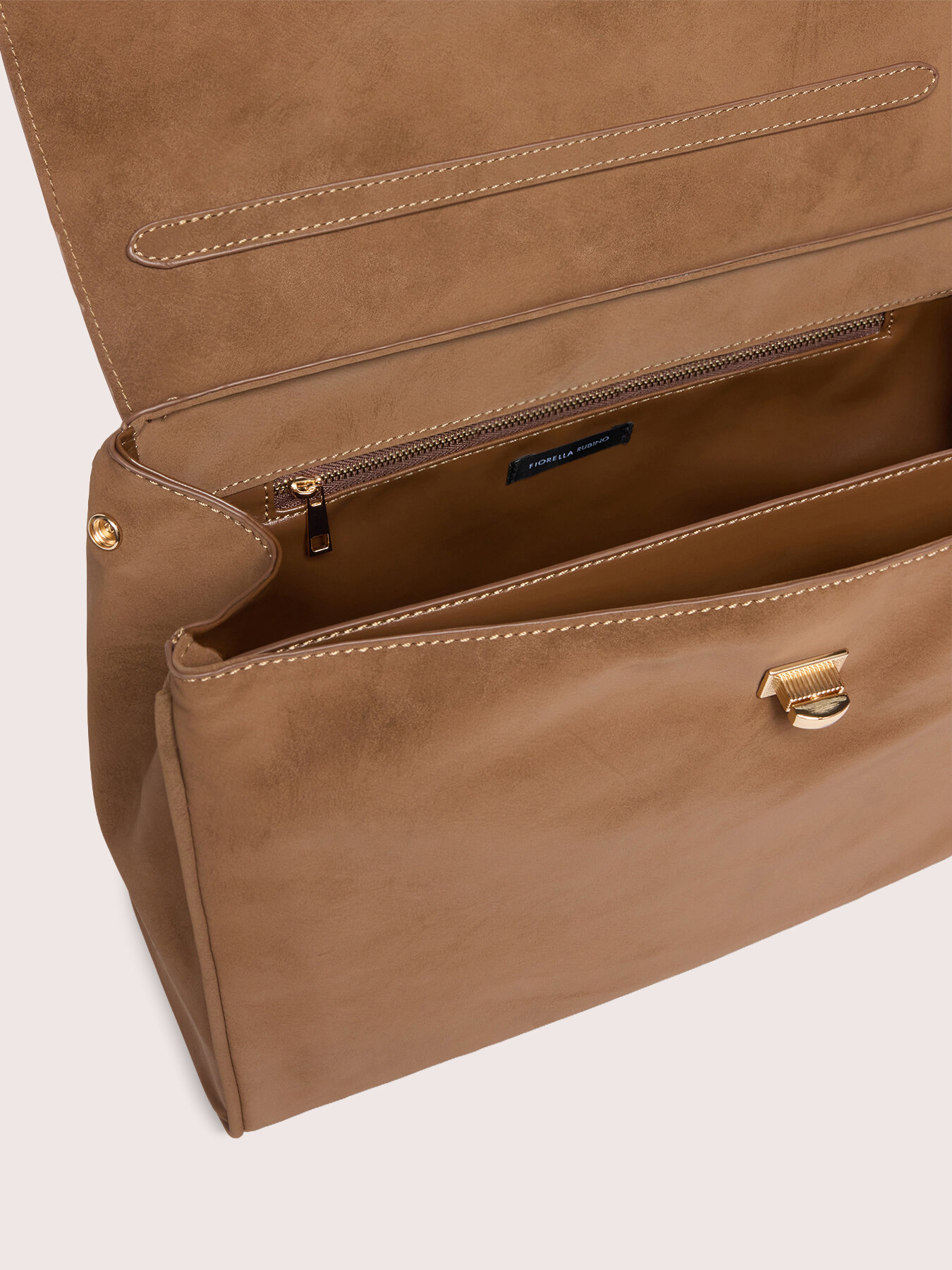 Handbag with front pocket and rigid handle image number 4
