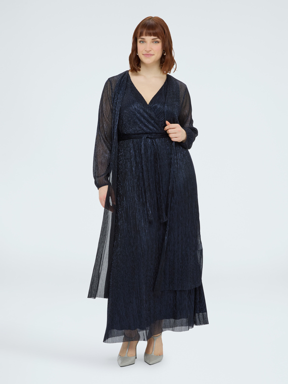 Pleated lurex cover-up cardigan