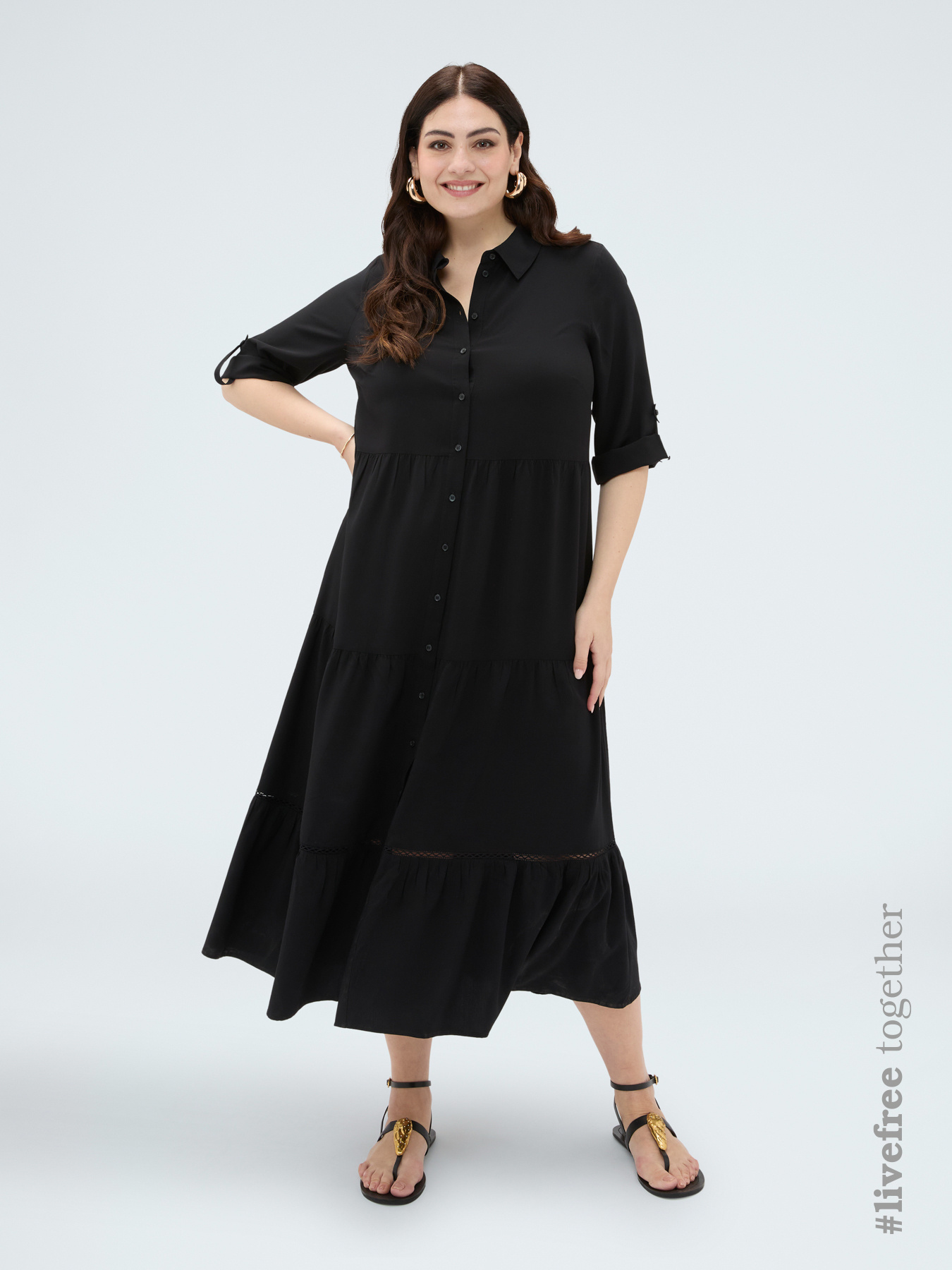 Long viscose shirt dress image number 0