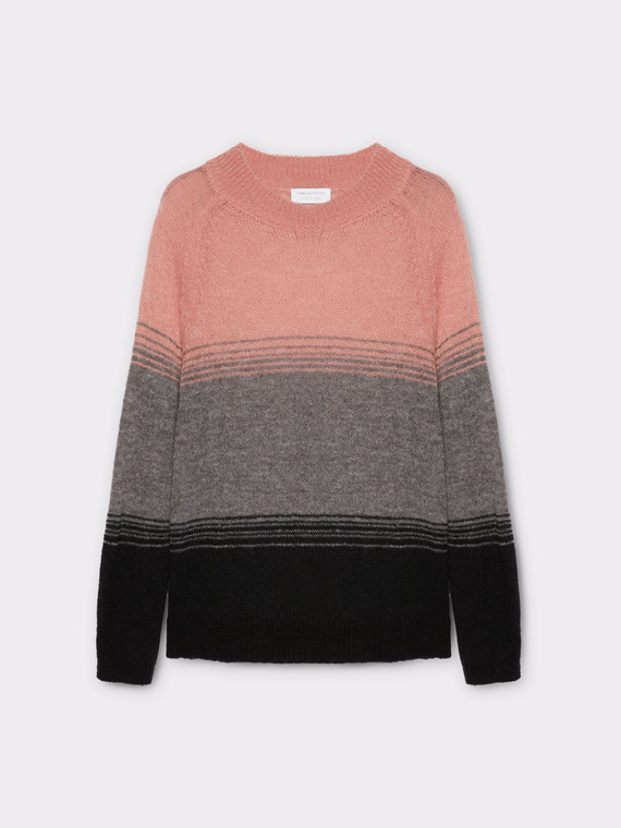 Three-colour striped sweater