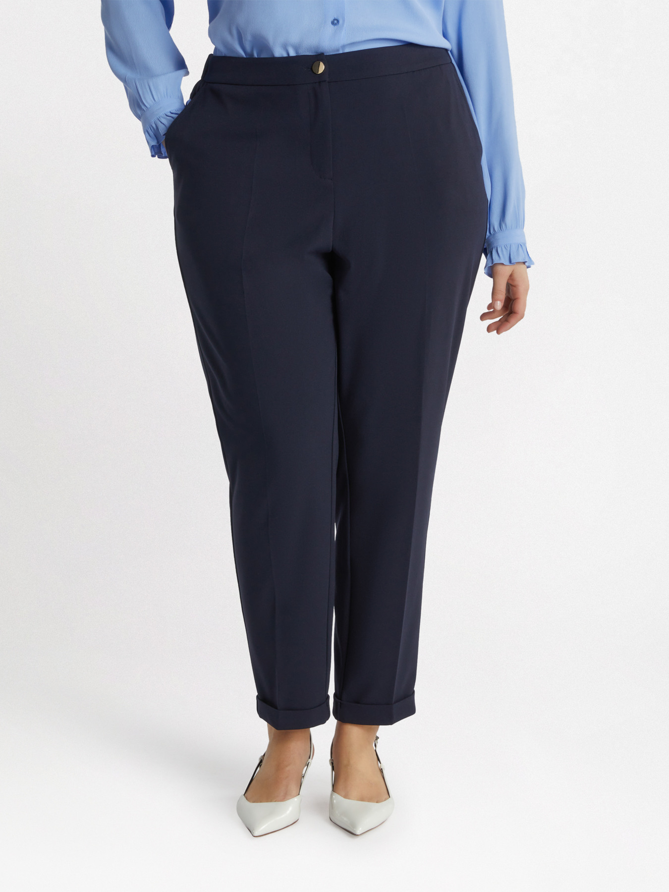 Crepe scuba fabric carrot fit trousers image number 1