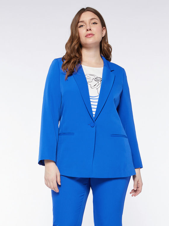 Fiorella Rubino - Blazer elegante in tessuto fluido Donna, Bluette Taglia: 45 (54 IT)