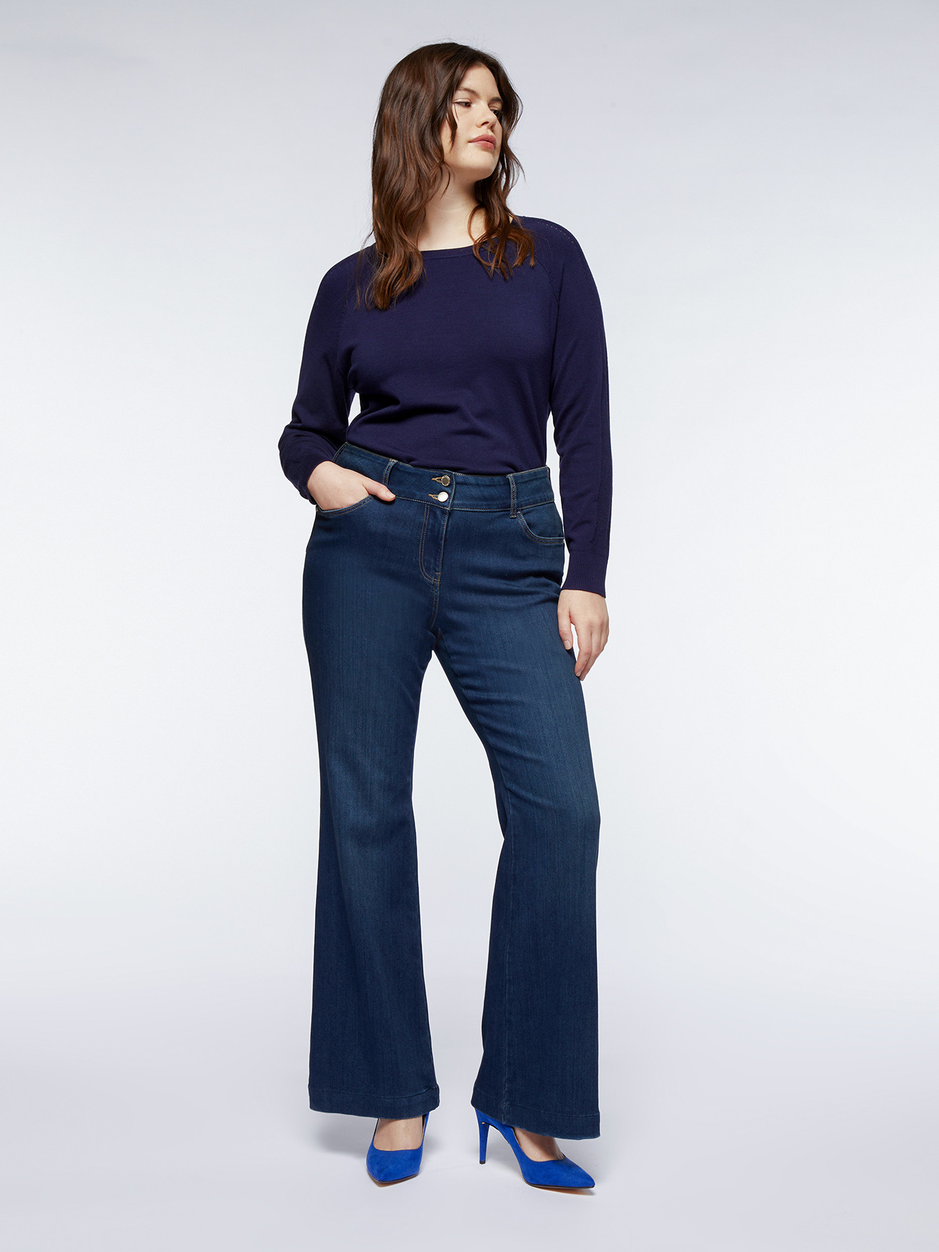 Jeans flare Turchese image number 1