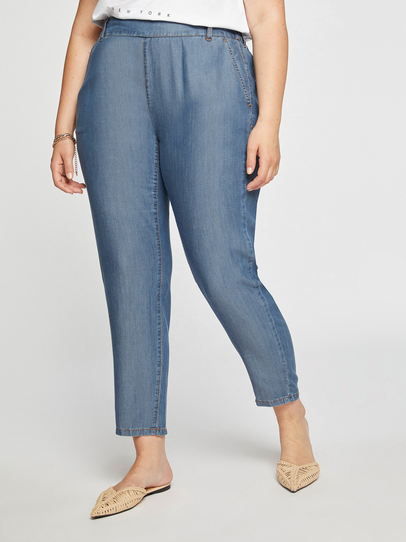 Pantalones rectos de tencel image number 0