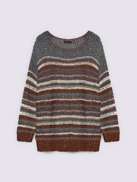 Pullover mit Streifenmuster und Pailletten