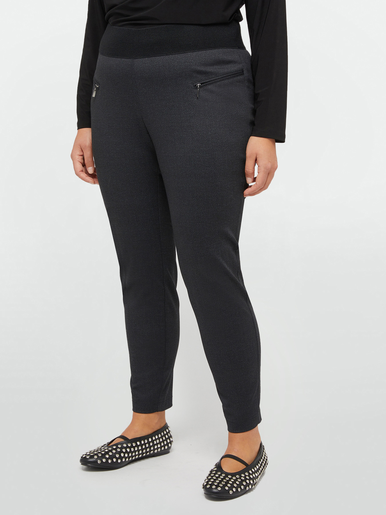 Milano knit fabric slim-fit trousers image number 2