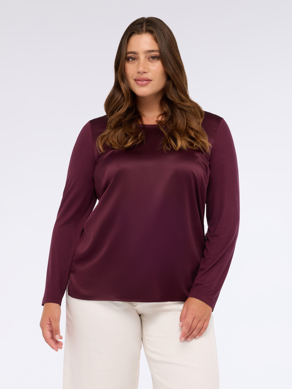 Two-material long-sleeved T-shirt