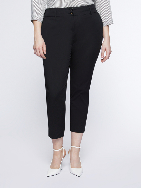 Fiorella Rubino - Pantaloni dritti cropped Donna, Nero Taglia: 47 (56 IT)