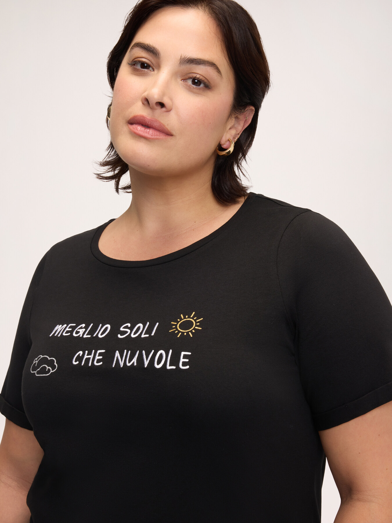 T-shirt in cotone con scritta ironica image number 3