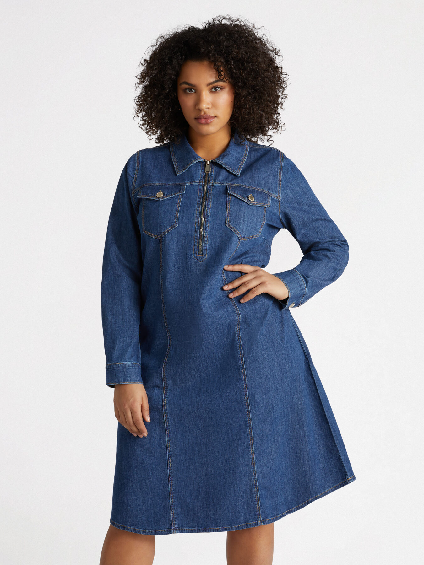 Stretch denim dress image number 2