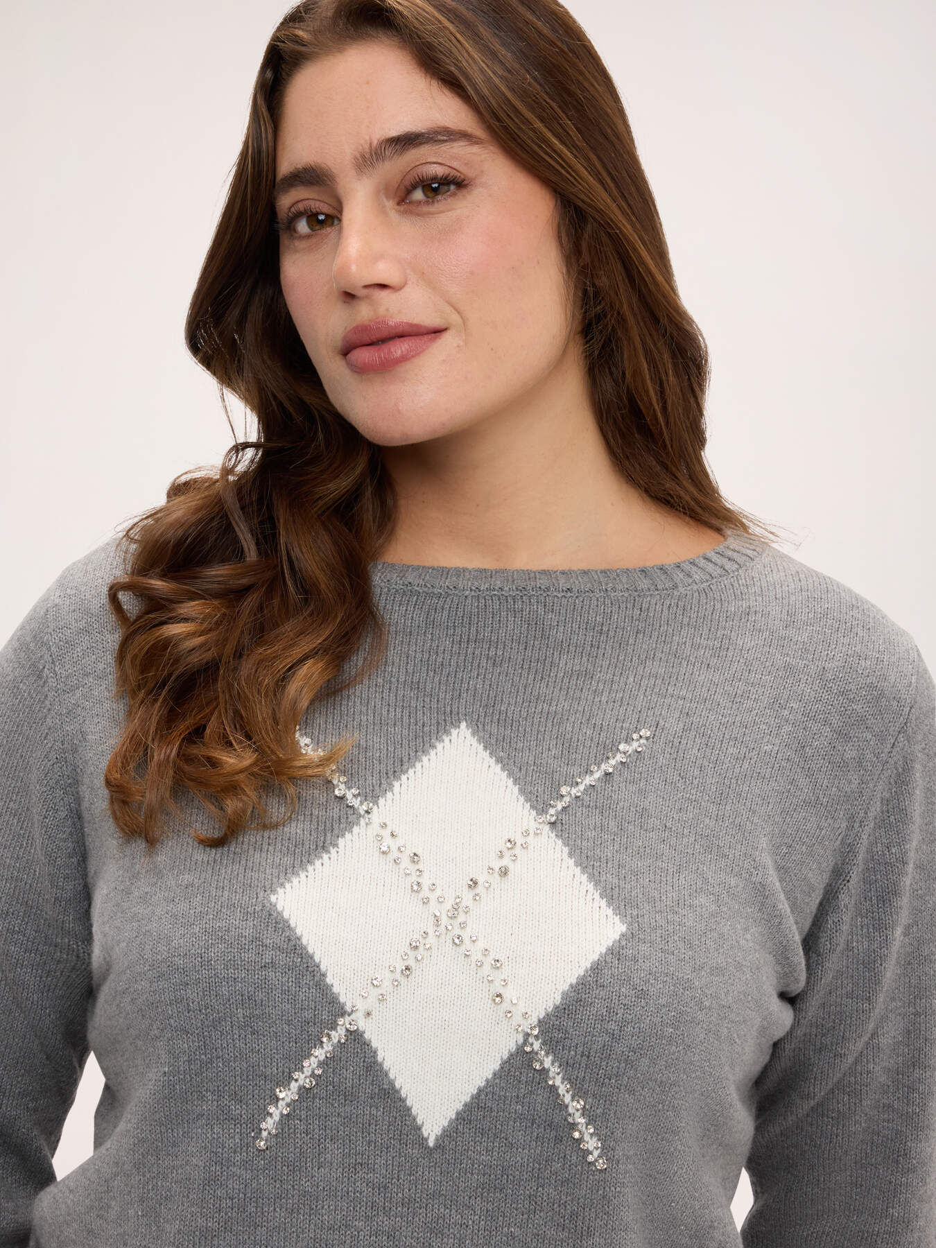 Argyle-pattern sweater with appliqu&eacute;s image number 3