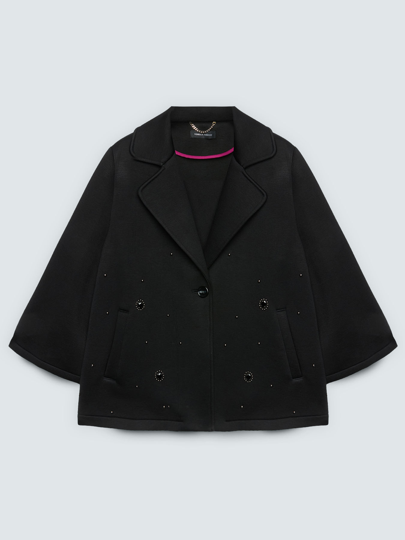 Double-breasted short scuba coat image number 5