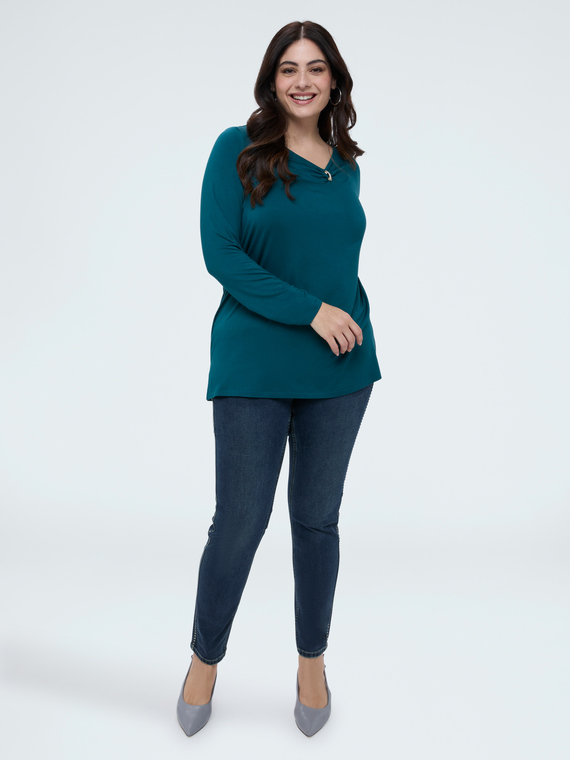 Jersey t-shirt with jewel detail