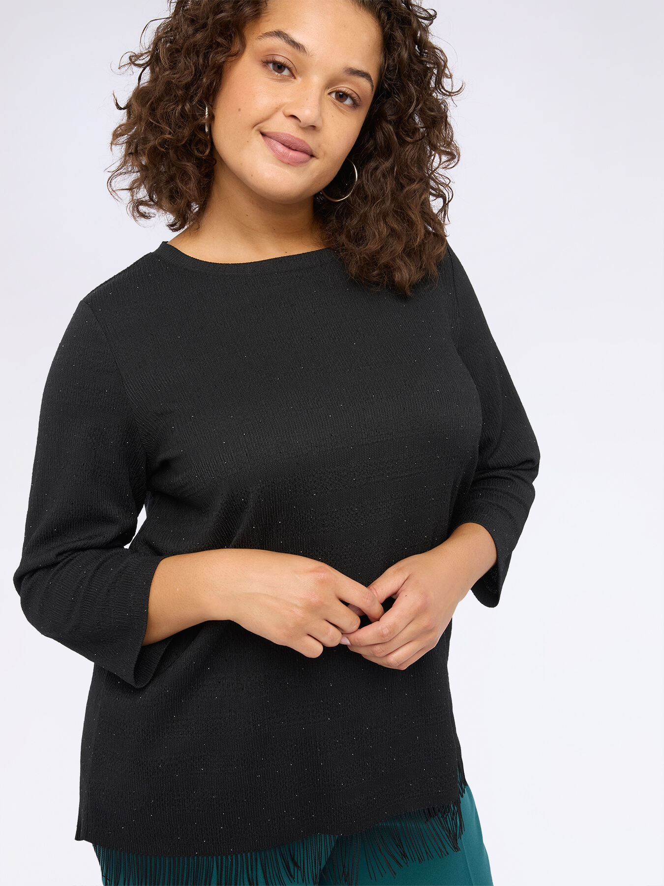 T-shirt en jersey avec strass et franges image number 3