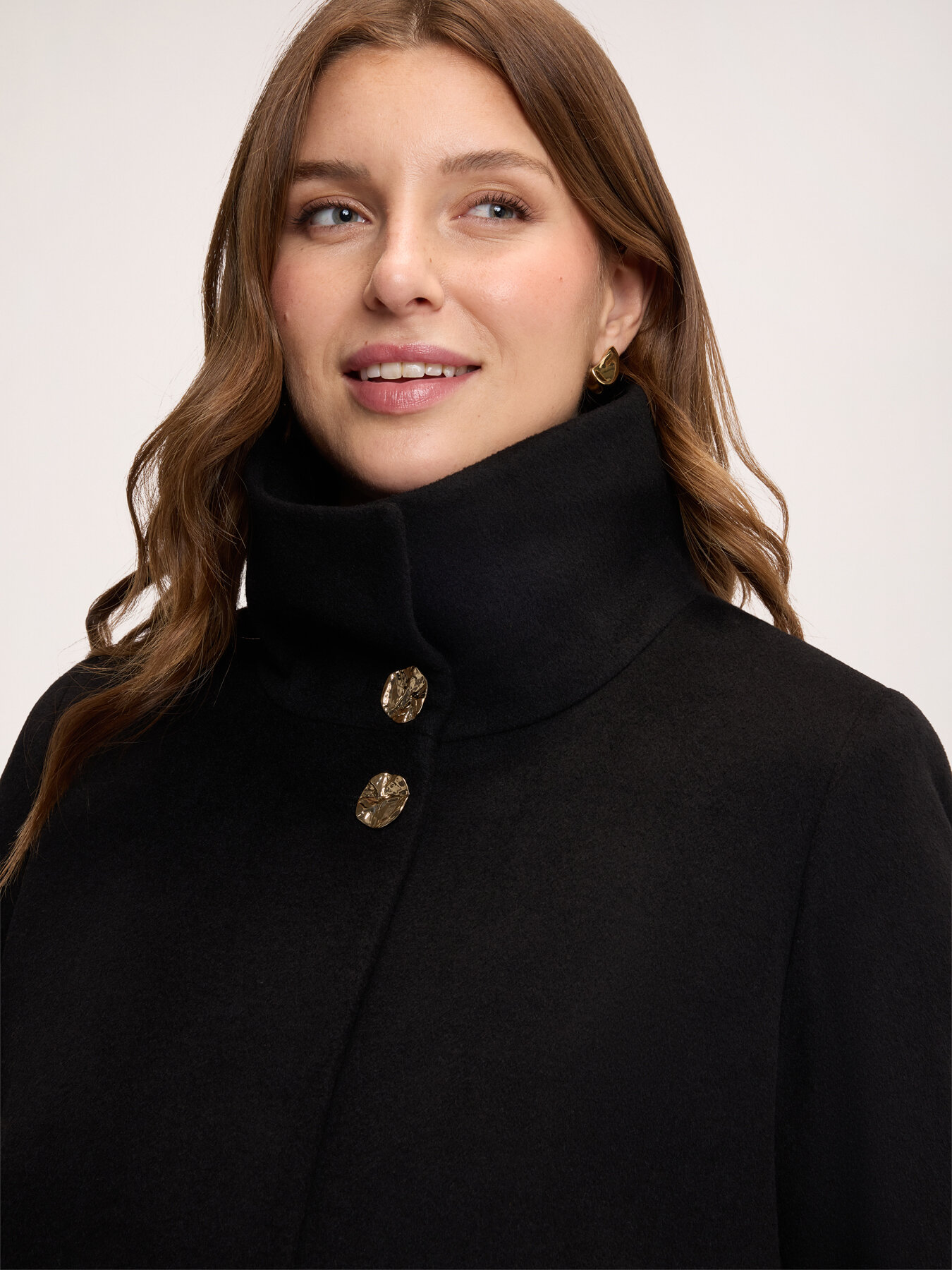 High-collar cape in wool-blend fabric image number 3