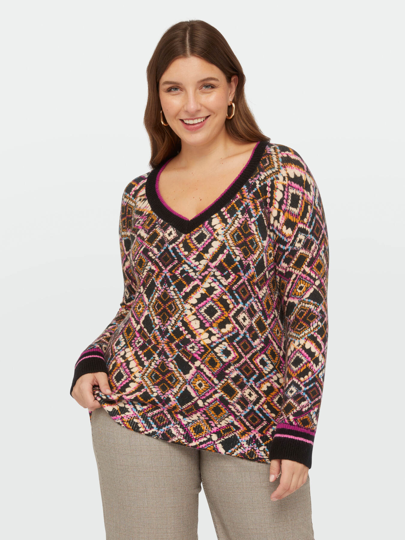 Sweater with multi-coloured pattern image number 2