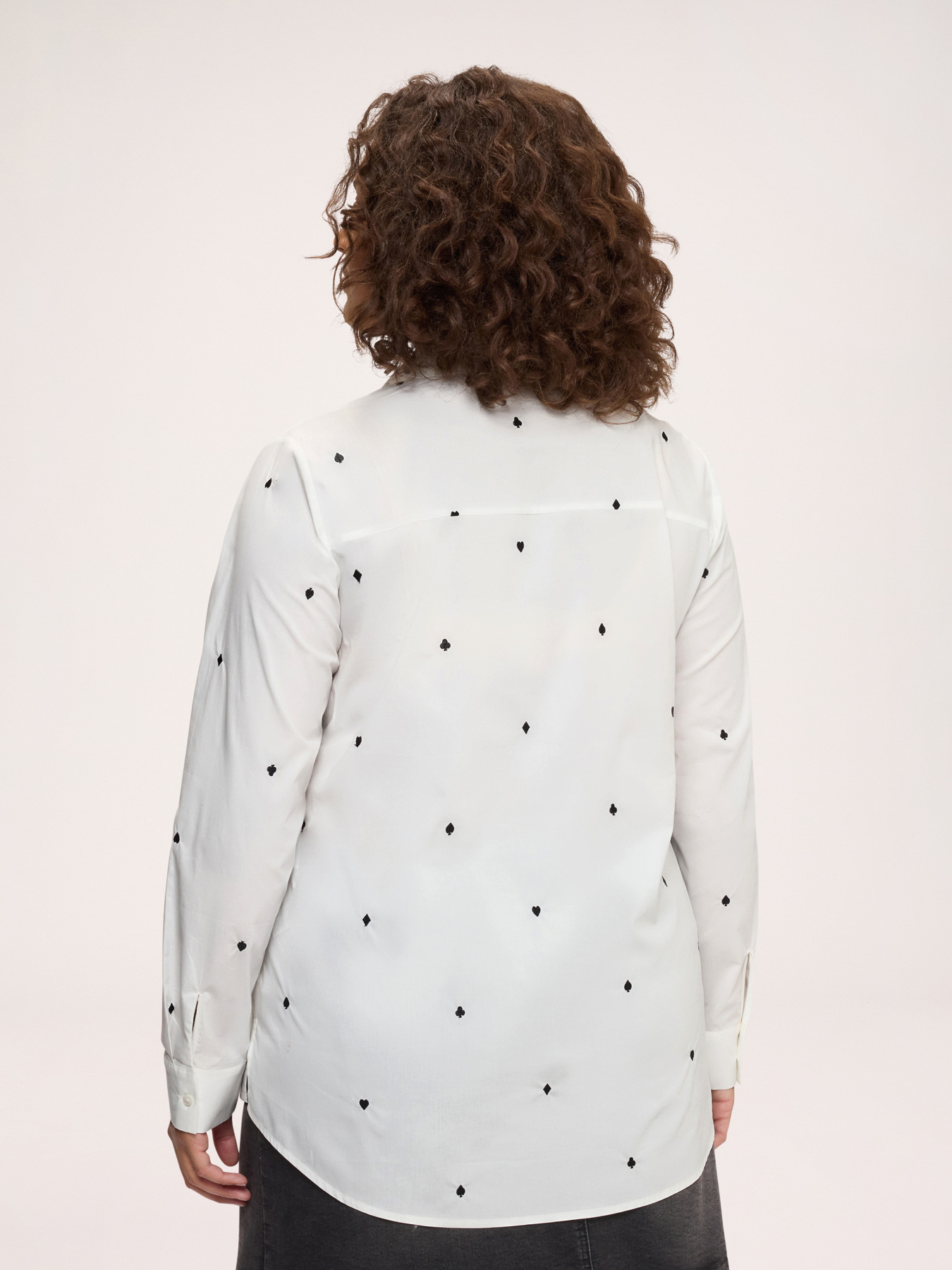Stretch cotton shirt with all-over embroidery image number 1