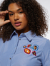 Camisa de rayas con bordado de flores image number 3