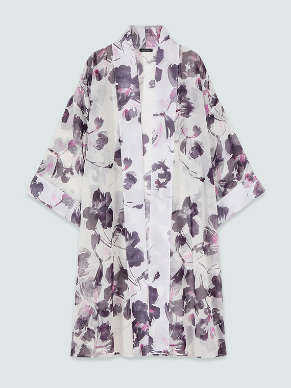 Georgette kaftan with floral print