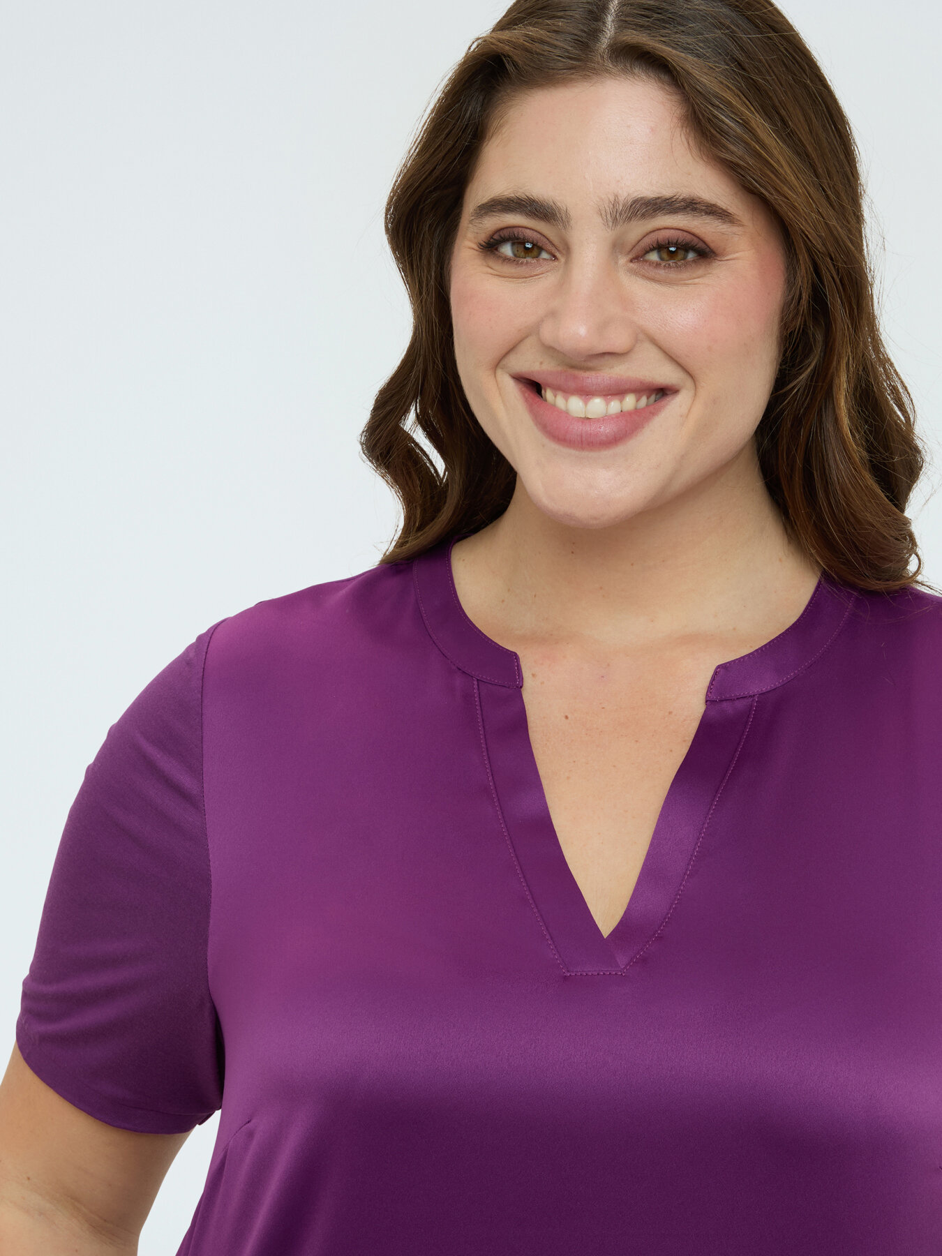 Bi-material t-shirt in viscose blend image number 3