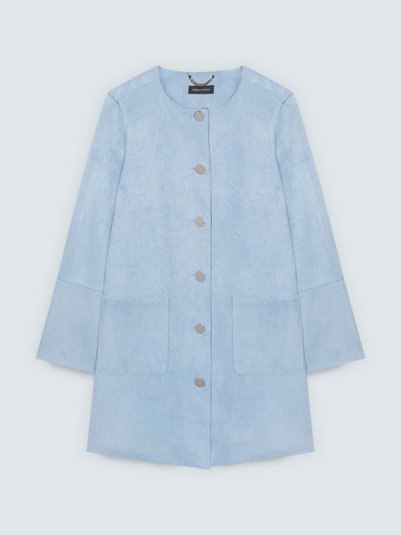 Soft touch coat with buttons