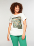 Dual-fabric T-shirt with jungle print image number 0