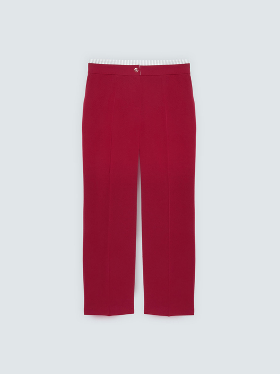 Wide-Leg-Hose mit Streifendetail am Bund