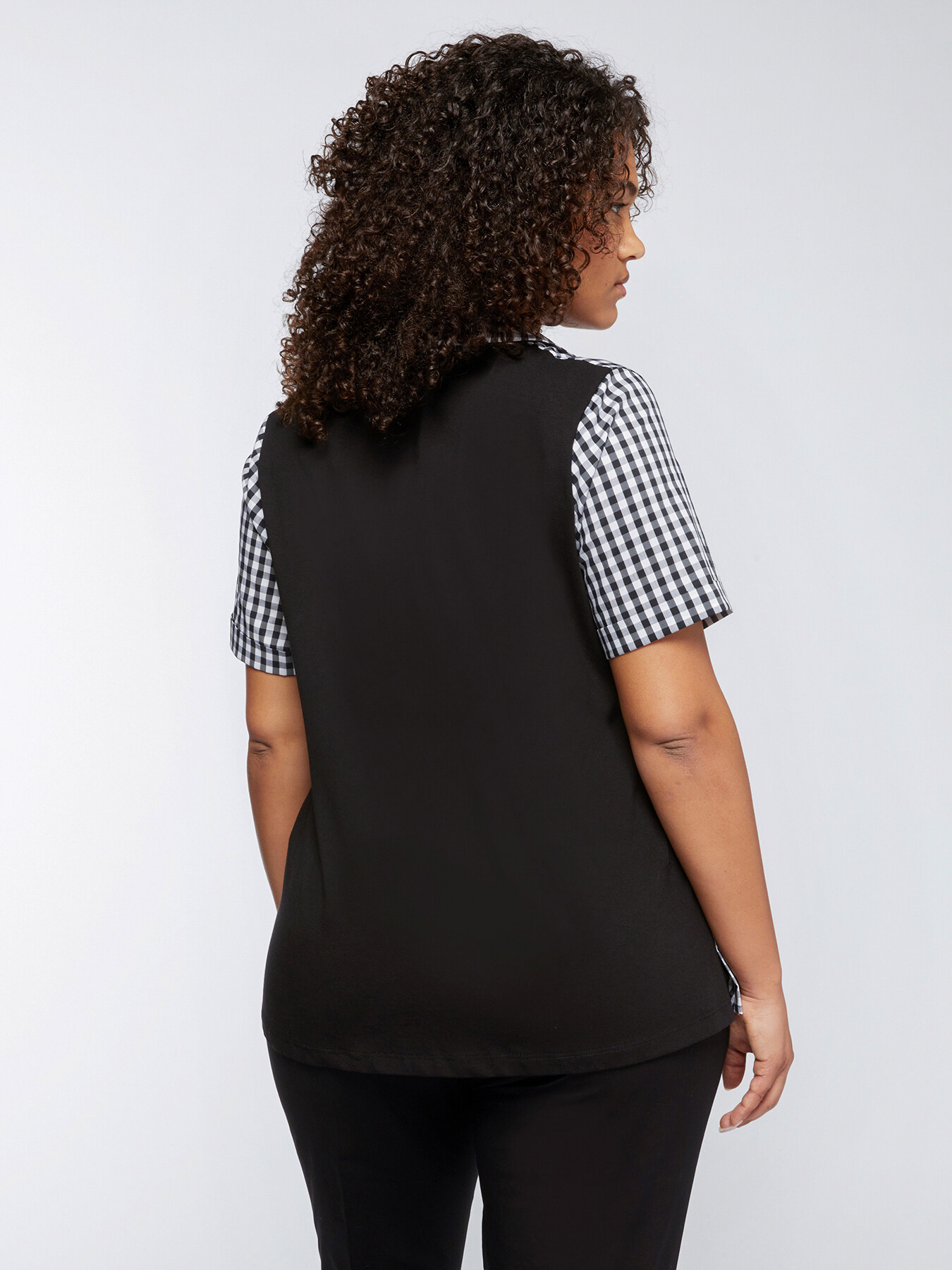 Blusa con estampado vichy delantero image number 1