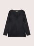 Two-material V-neck T-shirt with long sleeves image number 3