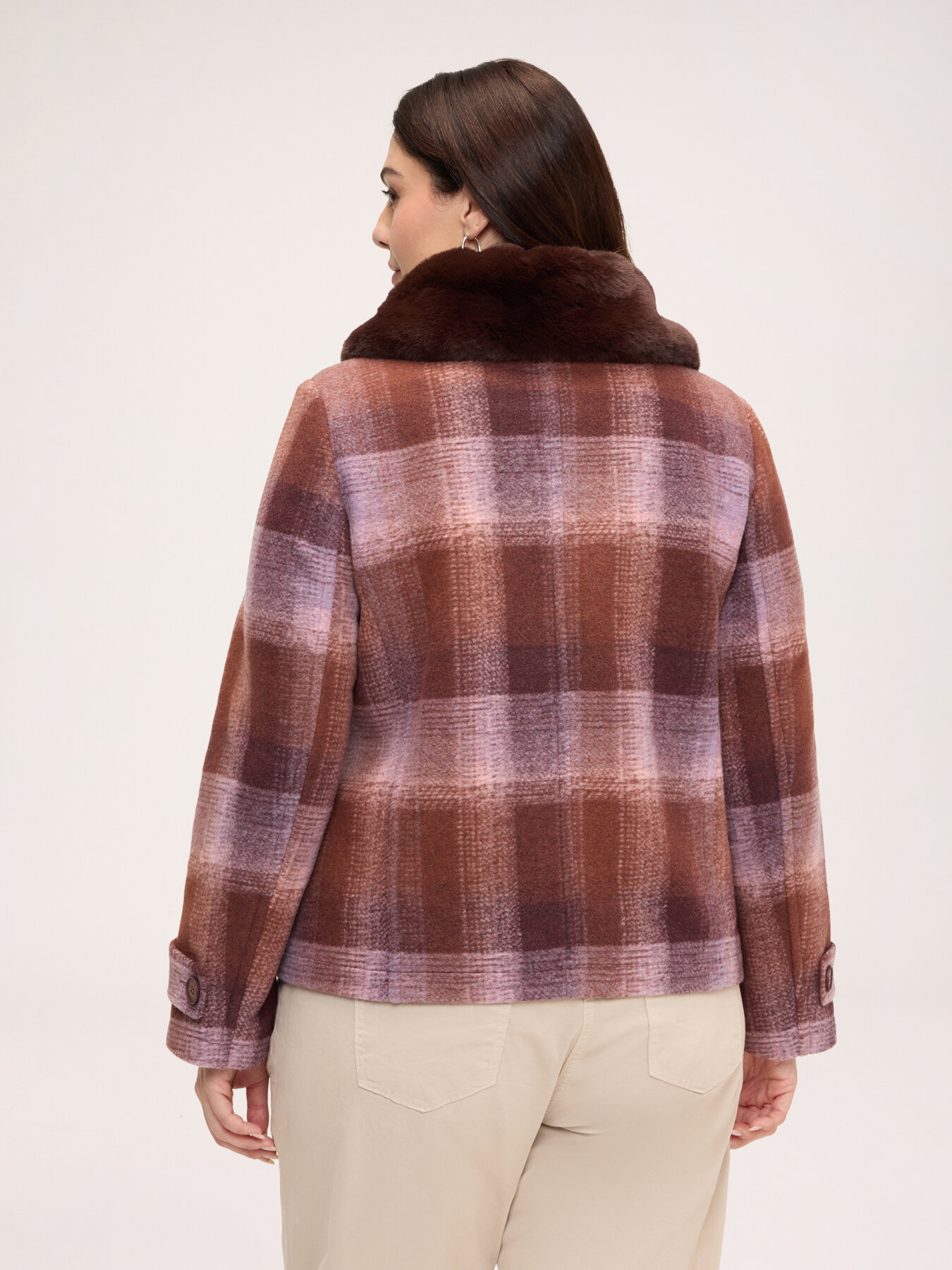 Double-breasted jacket in checked wool blend image number 1