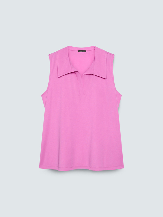 Jersey top with polo collar
