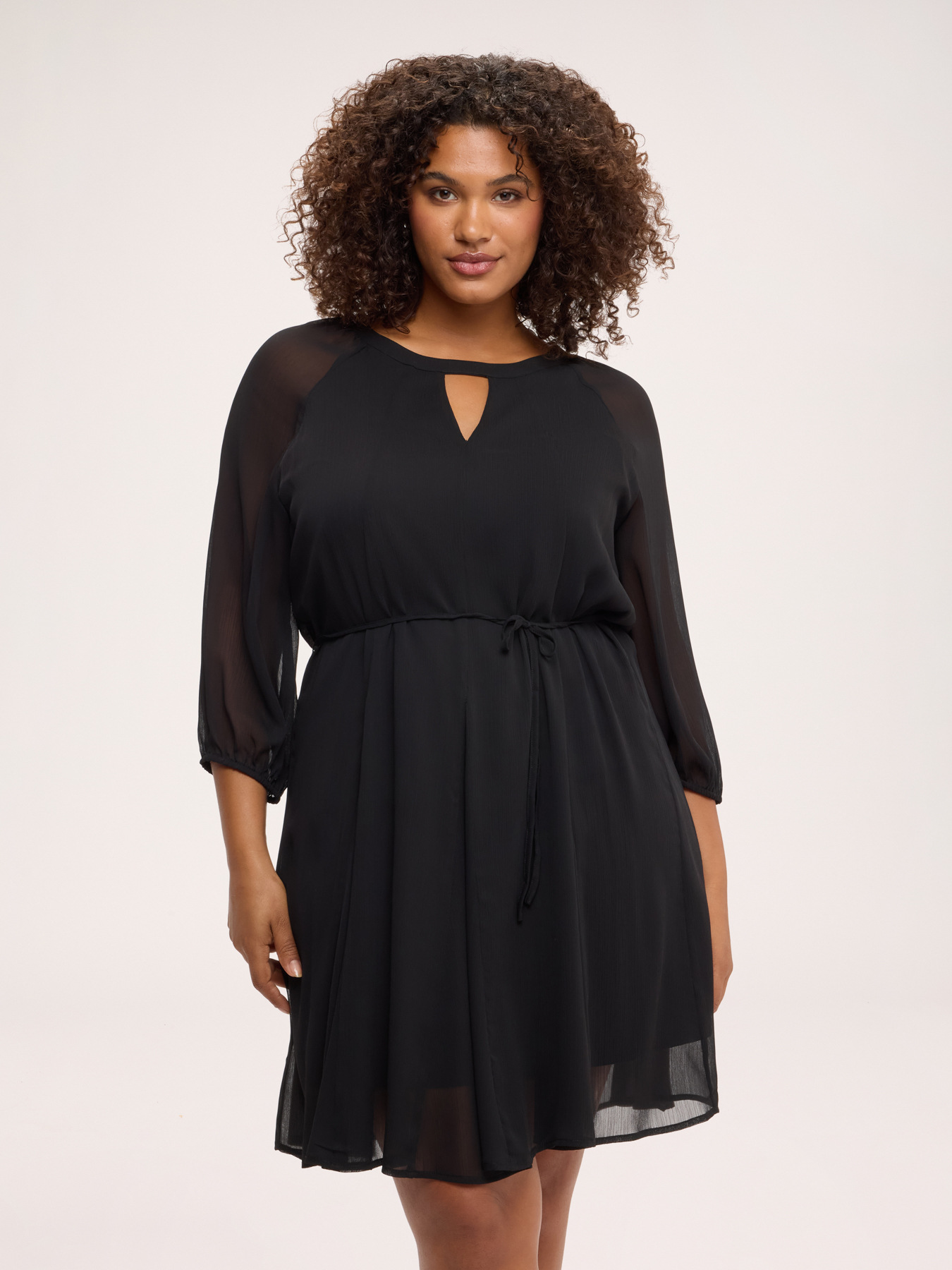 Short flared dress in georgette image number 0